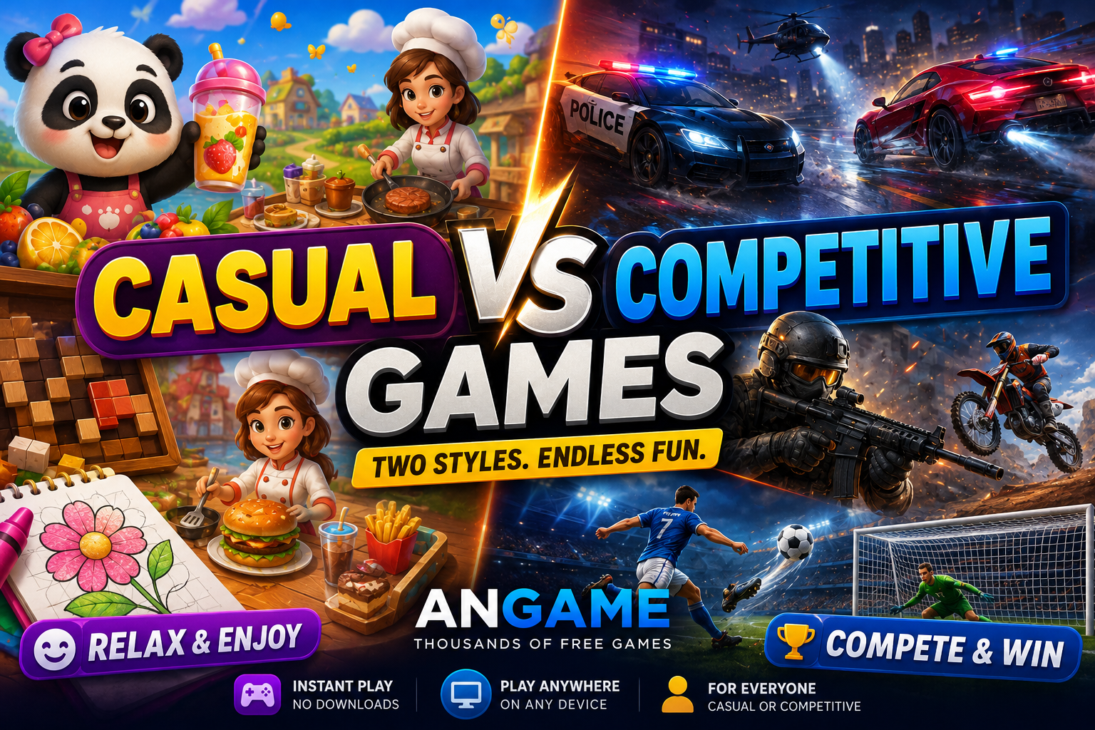 Casual Games vs Competitive Games 🎮⚔️